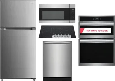 5 Piece Package Includes Refrigerator, Cooktop, Wall Oven, Microwave And Dishwasher