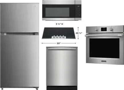 5 Piece Package Includes Refrigerator, Cooktop, Wall Oven, Microwave And Dishwasher