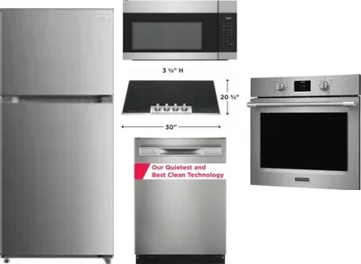 5 Piece Package Includes Refrigerator, Cooktop, Wall Oven, Microwave And Dishwasher