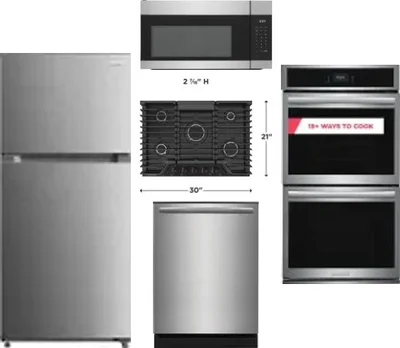 5 Piece Package Includes Refrigerator, Cooktop, Wall Oven, Microwave And Dishwasher