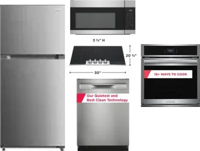 5 Piece Package Includes Refrigerator, Cooktop, Wall Oven, Microwave And Dishwasher