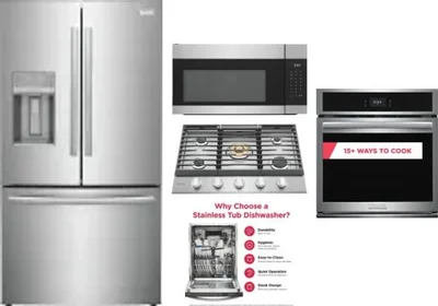 5 Piece Package Includes Refrigerator, Cooktop, Wall Oven, Microwave And Dishwasher
