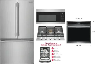5 Piece Package Includes Refrigerator, Cooktop, Wall Oven, Microwave And Dishwasher