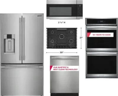 5 Piece Package Includes Refrigerator, Cooktop, Wall Oven, Microwave And Dishwasher