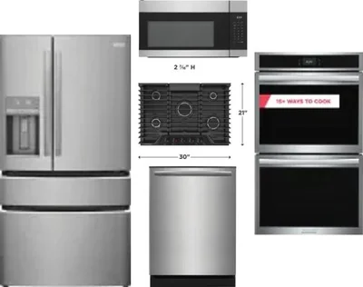 5 Piece Package Includes Refrigerator, Cooktop, Wall Oven, Microwave And Dishwasher