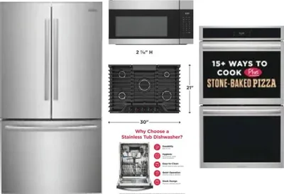 5 Piece Package Includes Refrigerator, Cooktop, Wall Oven, Microwave And Dishwasher