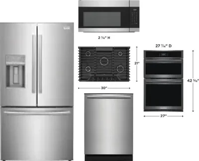 5 Piece Package Includes Refrigerator, Cooktop, Wall Oven, Microwave And Dishwasher
