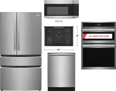 5 Piece Package Includes Refrigerator, Cooktop, Wall Oven, Microwave And Dishwasher