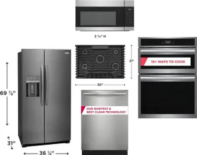 5 Piece Package Includes Refrigerator, Cooktop, Wall Oven, Microwave And Dishwasher