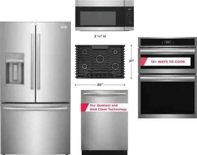 5 Piece Package Includes Refrigerator, Cooktop, Wall Oven, Microwave And Dishwasher