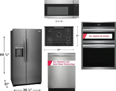 5 Piece Package Includes Refrigerator, Cooktop, Wall Oven, Microwave And Dishwasher
