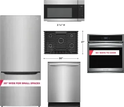 5 Piece Package Includes Refrigerator, Cooktop, Wall Oven, Microwave And Dishwasher
