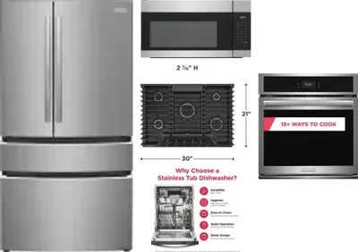 5 Piece Package Includes Refrigerator, Cooktop, Wall Oven, Microwave And Dishwasher