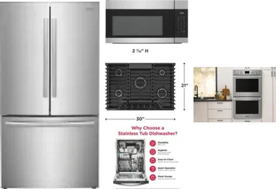 5 Piece Package Includes Refrigerator, Cooktop, Wall Oven, Microwave And Dishwasher