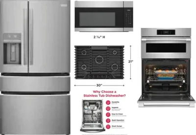 5 Piece Package Includes Refrigerator, Cooktop, Wall Oven, Microwave And Dishwasher