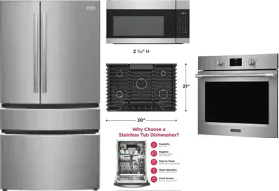 5 Piece Package Includes Refrigerator, Cooktop, Wall Oven, Microwave And Dishwasher