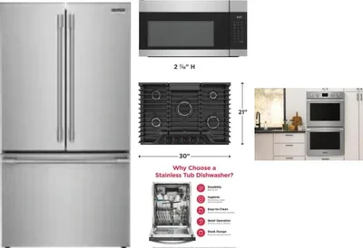 5 Piece Package Includes Refrigerator, Cooktop, Wall Oven, Microwave And Dishwasher