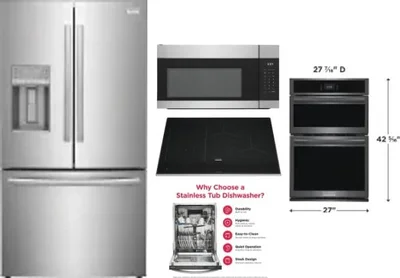 5 Piece Package Includes Refrigerator, Cooktop, Wall Oven, Microwave And Dishwasher