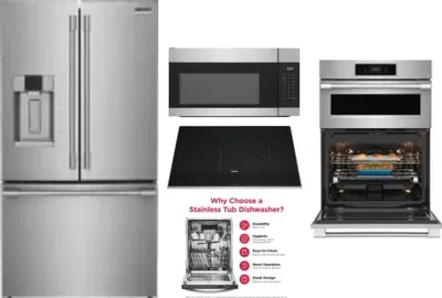 5 Piece Package Includes Refrigerator, Cooktop, Wall Oven, Microwave And Dishwasher