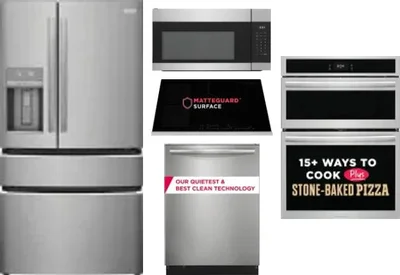 5 Piece Package Includes Refrigerator, Cooktop, Wall Oven, Microwave And Dishwasher
