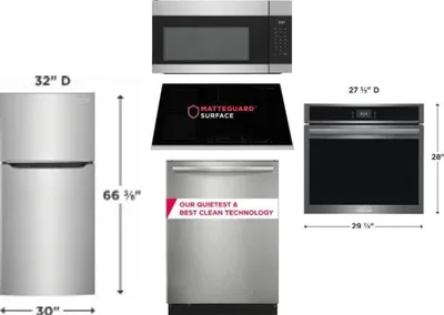 5 Piece Package Includes Refrigerator, Cooktop, Wall Oven, Microwave And Dishwasher