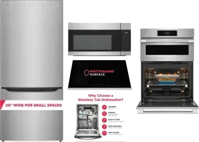 5 Piece Package Includes Refrigerator, Cooktop, Wall Oven, Microwave And Dishwasher