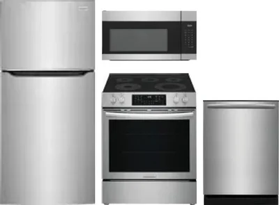 4 Piece Package Includes Refrigerator, Range, Microwave And Dishwasher