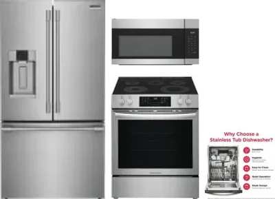 4 Piece Package Includes Refrigerator, Range, Microwave And Dishwasher