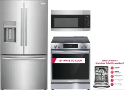 4 Piece Package Includes Refrigerator, Range, Microwave And Dishwasher