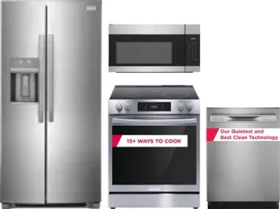4 Piece Package Includes Refrigerator, Range, Microwave And Dishwasher