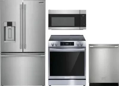 4 Piece Package Includes Refrigerator, Range, Microwave And Dishwasher