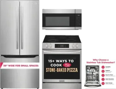 4 Piece Package Includes Refrigerator, Range, Microwave And Dishwasher