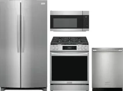 4 Piece Package Includes Refrigerator, Range, Microwave And Dishwasher