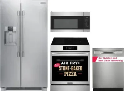 4 Piece Package Includes Refrigerator, Range, Microwave And Dishwasher