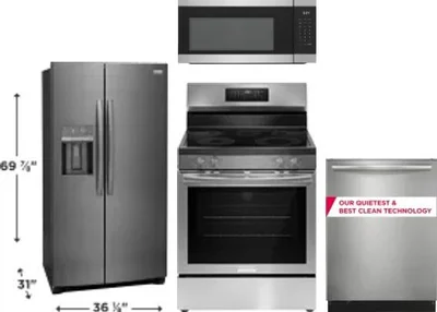 4 Piece Package Includes Refrigerator, Range, Microwave And Dishwasher
