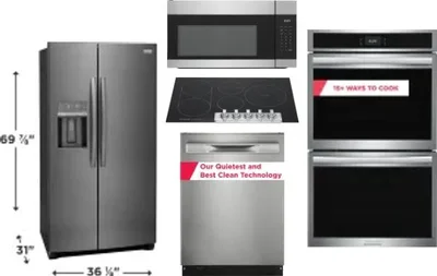 5 Piece Package Includes Refrigerator, Cooktop, Wall Oven, Microwave And Dishwasher