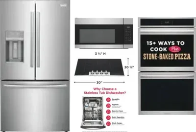 5 Piece Package Includes Refrigerator, Cooktop, Wall Oven, Microwave And Dishwasher
