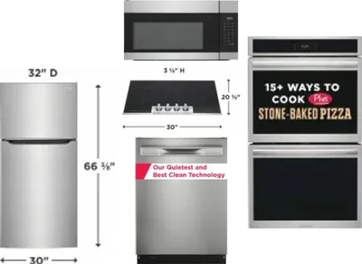 5 Piece Package Includes Refrigerator, Cooktop, Wall Oven, Microwave And Dishwasher