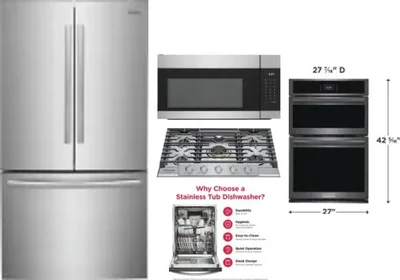 5 Piece Package Includes Refrigerator, Cooktop, Wall Oven, Microwave And Dishwasher