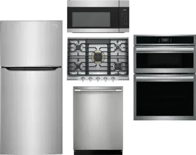 5 Piece Package Includes Refrigerator, Cooktop, Wall Oven, Microwave And Dishwasher