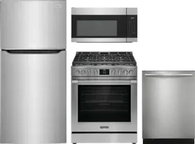 4 Piece Package Includes Refrigerator, Range, Microwave And Dishwasher