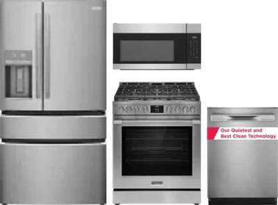4 Piece Package Includes Refrigerator, Range, Microwave And Dishwasher