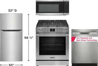 4 Piece Package Includes Refrigerator, Range, Microwave And Dishwasher