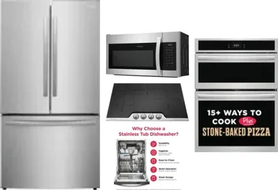 5 Piece Package Includes Refrigerator, Cooktop, Wall Oven, Microwave And Dishwasher