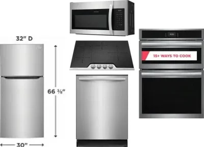 5 Piece Package Includes Refrigerator, Cooktop, Wall Oven, Microwave And Dishwasher