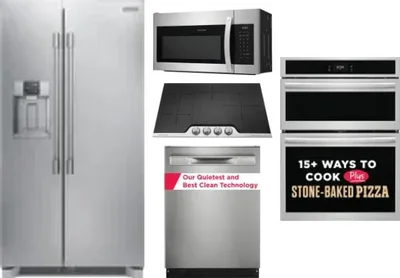 5 Piece Package Includes Refrigerator, Cooktop, Wall Oven, Microwave And Dishwasher