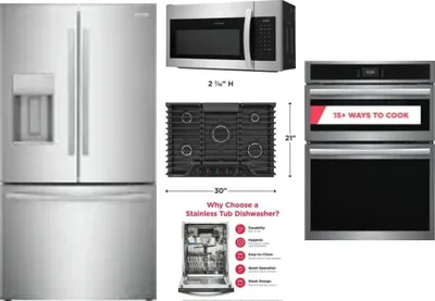 5 Piece Package Includes Refrigerator, Cooktop, Wall Oven, Microwave And Dishwasher