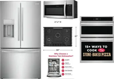 5 Piece Package Includes Refrigerator, Cooktop, Wall Oven, Microwave And Dishwasher