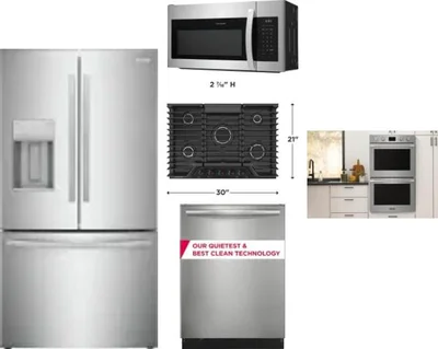 5 Piece Package Includes Refrigerator, Cooktop, Wall Oven, Microwave And Dishwasher