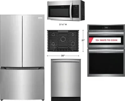 5 Piece Package Includes Refrigerator, Cooktop, Wall Oven, Microwave And Dishwasher